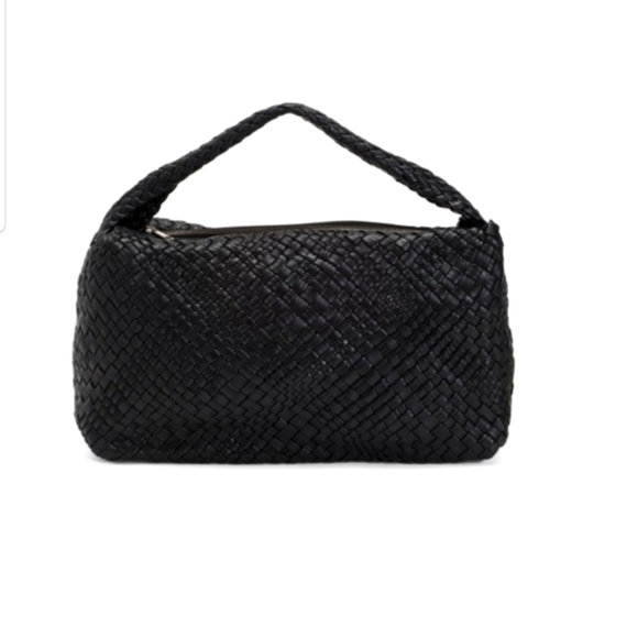 NWT FALOR Firenze Black Made In Italy Leather Woven Bag F3026 - Picture 3 of 16